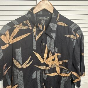 Tori Richard Hawaiian Floral Shirt Mens XL Black Short Sleeve Button-Up Silk VTG